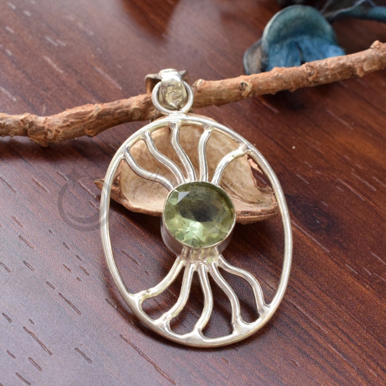 Necklace Jewellery Designer Pendant Silver Plated Silver Plated Pendant Handmade Jewelry Peridot Pendant Gemstone Pendant