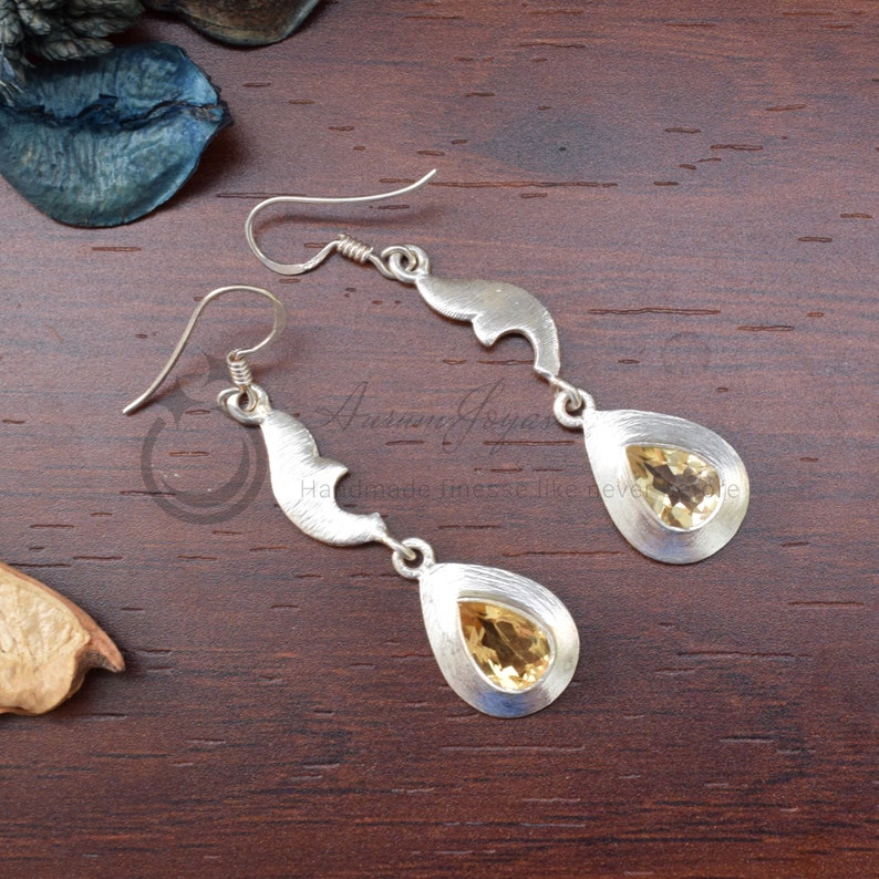 Silver Plated Earrings Earring for Woman Handmade Jewelry Designer Earrings Citrine Earrings,Silver Plated