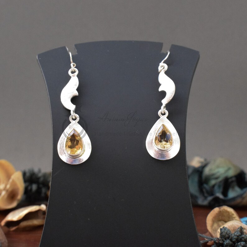 Silver Plated Earrings Earring for Woman Handmade Jewelry Designer Earrings Citrine Earrings,Silver Plated
