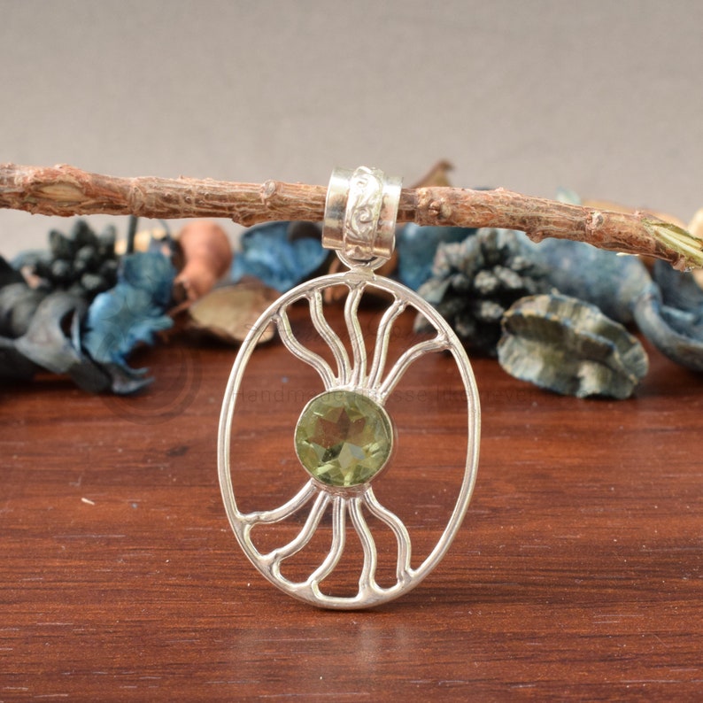 Necklace Jewellery Designer Pendant Silver Plated Silver Plated Pendant Handmade Jewelry Peridot Pendant Gemstone Pendant