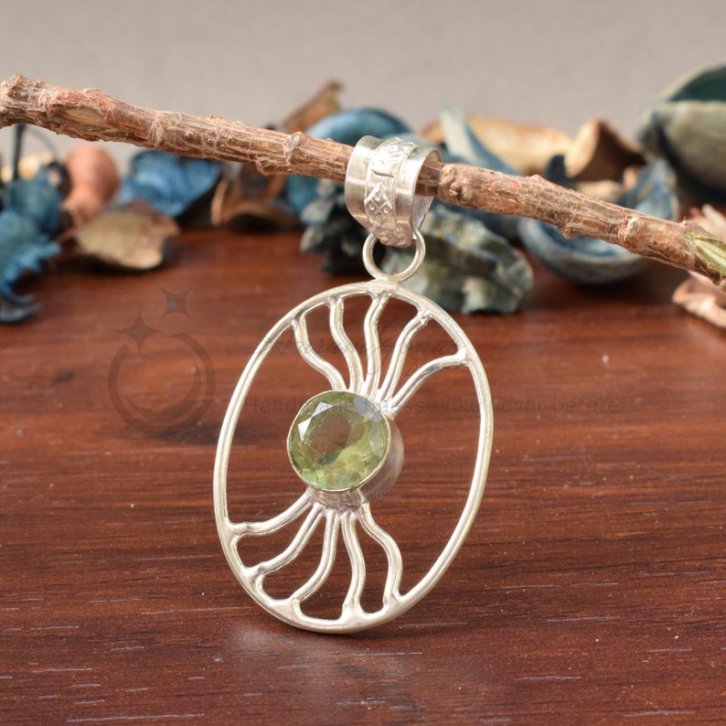 Necklace Jewellery Designer Pendant Silver Plated Silver Plated Pendant Handmade Jewelry Peridot Pendant Gemstone Pendant