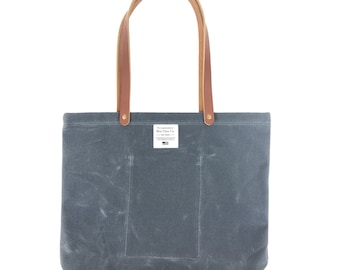 Waxed Canvas Market Tote - Charcoal