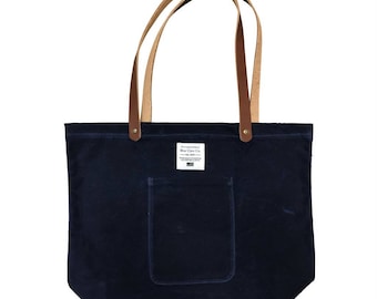 Waxed Canvas Market Tote - Navy