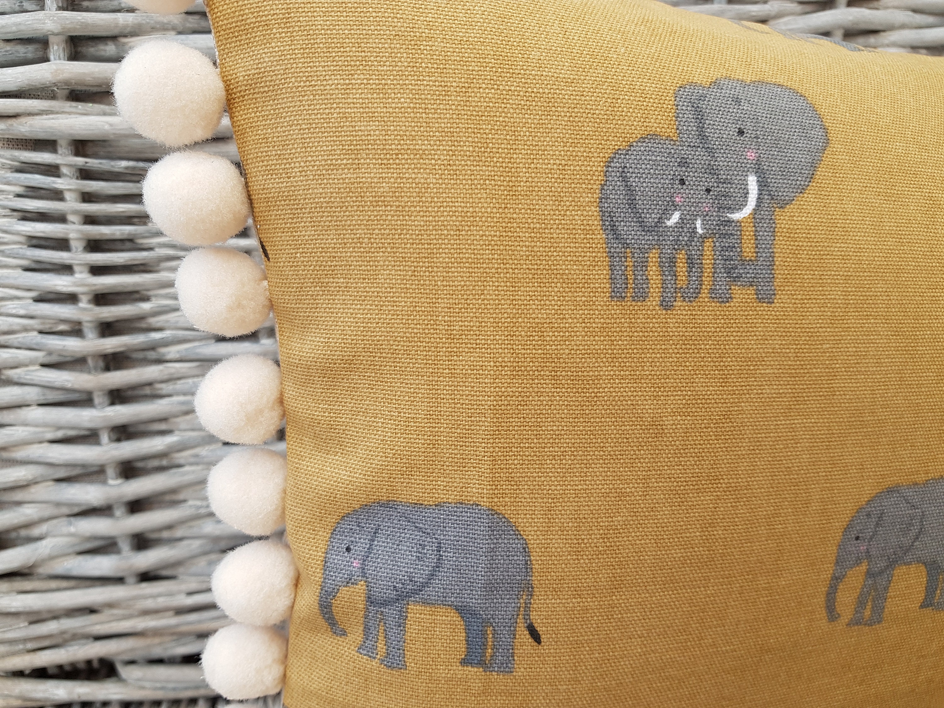 Handmade Sophie Allport Elephant Family Cushion Cover with pom Etsy