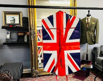 Leather Suit Carrier Garment Bag/Personalized British Flag Carry-on Travel Suit Garment Bag