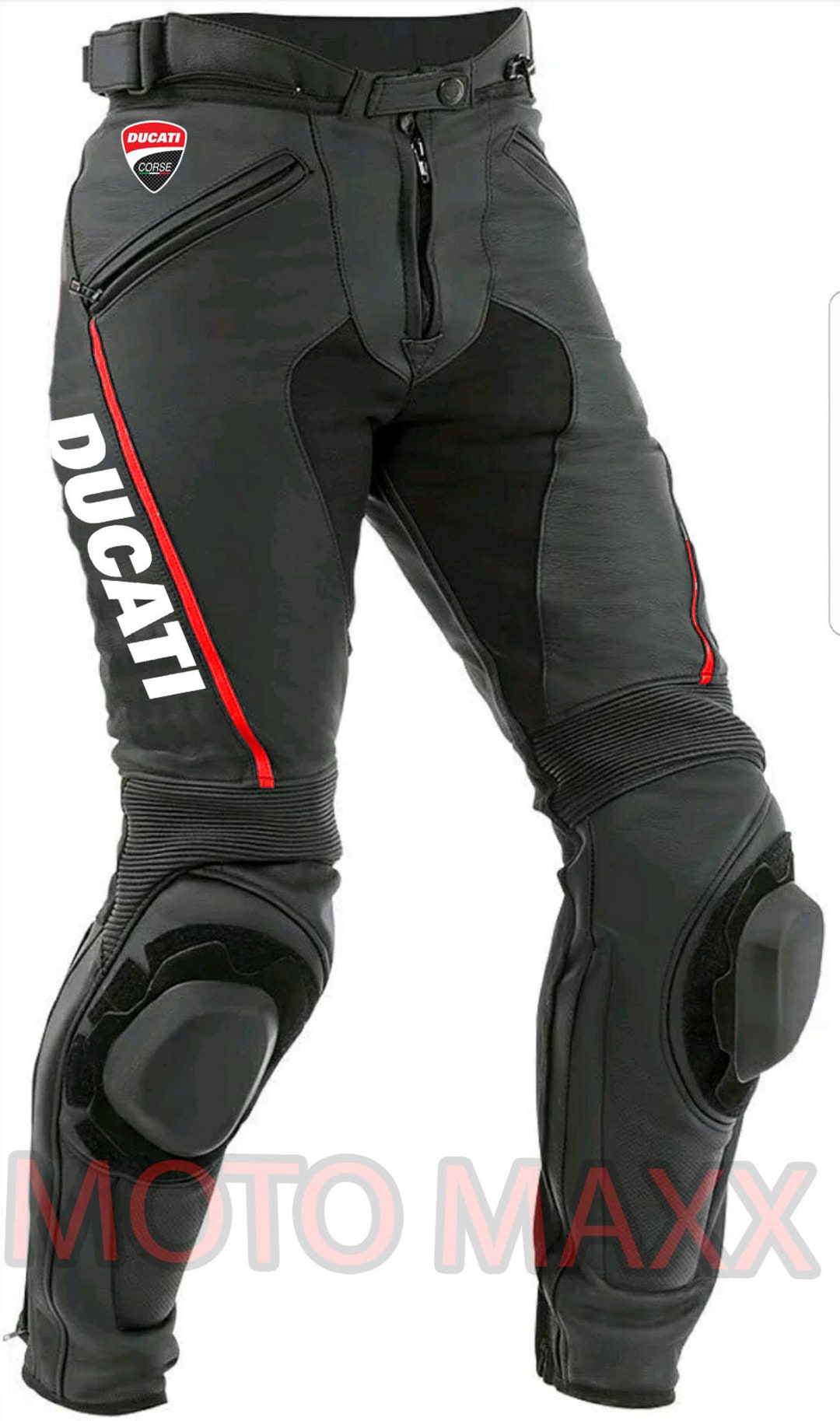 View of Handmade Motorcycle Leather Pants for Ducati Riders, Motorbike MOTOGP ...