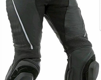 Pantalones de cuero para motocicleta hechos a mano, pantalones de carreras de moto con protección CE, pantalones moto, pantalon en cuir moto