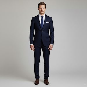 Men’s Suit Mid Blue | Made to Measure Wedding Suit | Bespoke 2 or 3 Piece Slim Fit Suit | Groom Tuxedo | Tailored Formal Business Suit