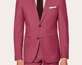 Men's Suit Perfect Fit -  Wedding, Groom, Groomsmen, Party, Dinner, Formal & Business Suits - Pink