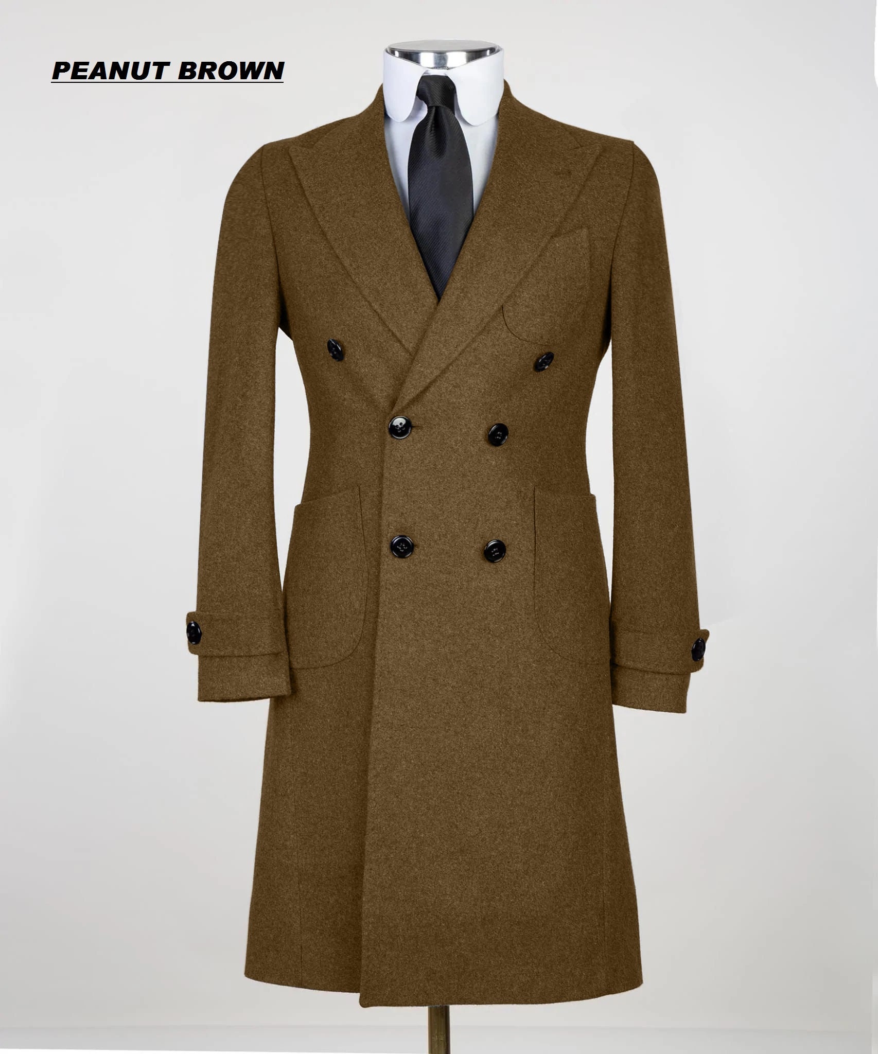 Mens Double Breasted Mid Long Overcoats Trench Coats 100