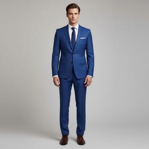 Men’s Suit Denim Blue | Made to Measure Wedding Suit | Bespoke 2 or 3 Piece Slim Fit Suit | Groom Tuxedo | Tailored Formal Business Suit