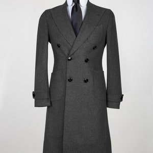 Men's Light Grey Double Breasted Overcoat Long Men's Dress Topcoat -  Winter coat