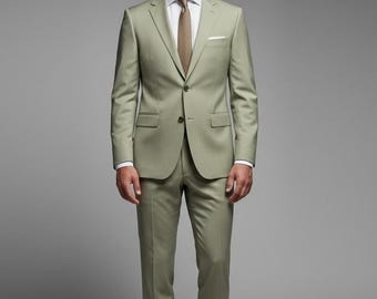 Men’s Suit Sage Green | Made to Measure Wedding Suit | Bespoke 2 or 3 Piece Slim Fit Suit | Groom Tuxedo | Tailored Formal Business Suit