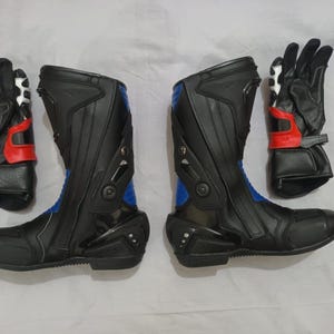 Handmade BMW Boots & Gloves for BMW Motorcycle Riders, Custom Made MotoGp Motorbike Racing Leather Boots, BMW Botas De Moto, Motorradstiefil image 16