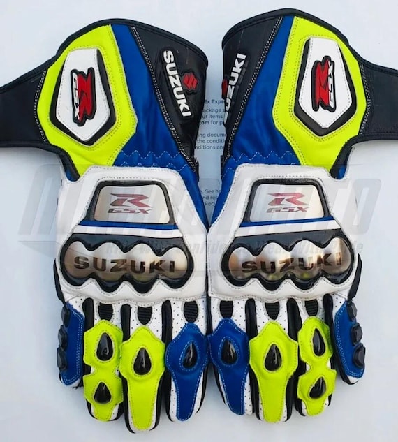 Handmade Motorcycle Gloves  Custom Motorbike Suzuki GSXR Racing Leather Biker  Gloves | Motogp Suzuki Riding Gloves | Handschuhe | Guantes - Etsy