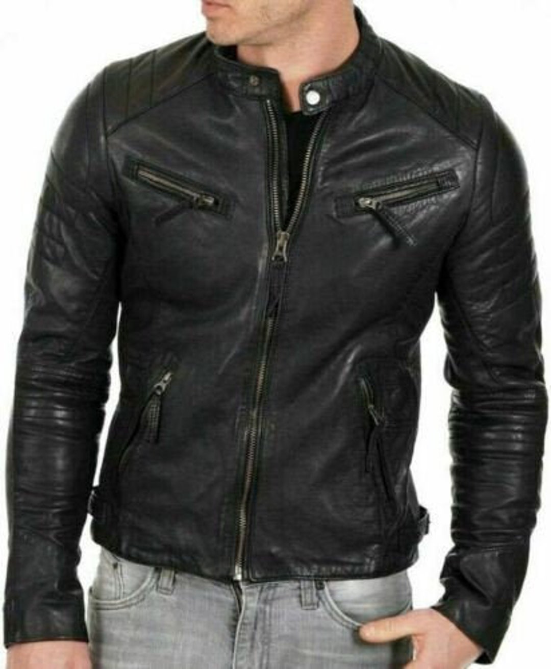 Monogram Printed Leather Biker Jacket - Ready to Wear