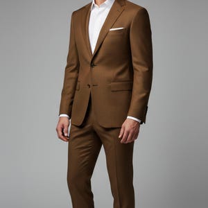 Men’s Suit Custom Brown | Made to Measure Wedding Suit | Bespoke 2 or 3 Piece Slim Fit Suit | Groom Tuxedo | Tailored Formal Business Suit