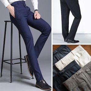 3 x Custom Made Trousers/Pants/Slacks chequered/Solid/Stripe Business Formal Dress Pants Trousers