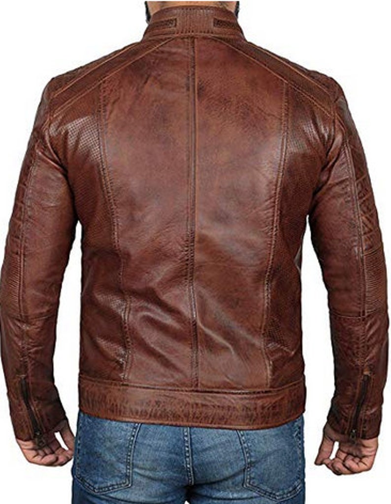 Mens Cafe Racer Vintage Leather Jacket Stylish Biker - Etsy