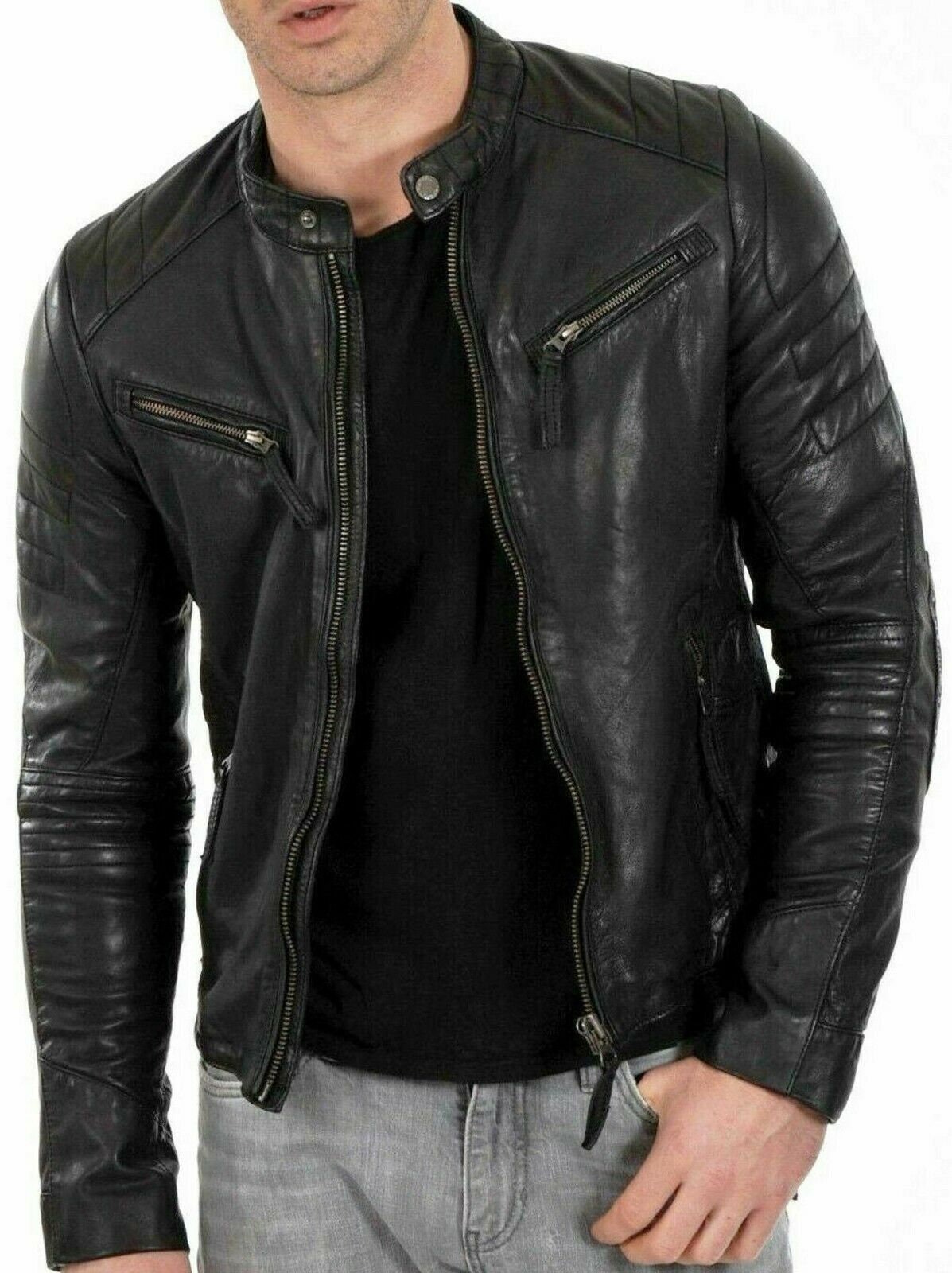 Mens Cafe Racer Fashion & Biker Jacket Stylish Real Genuine - Etsy