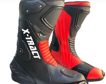 Handmade MotoGP Boots, Custom Made Motorbike Racing Leather Boots, Biker Cafe Racer Motorcycle Boots