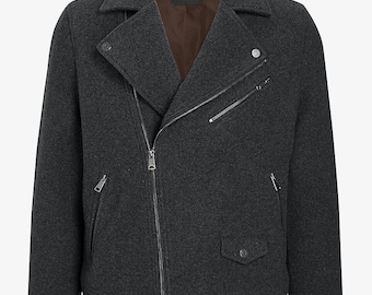 Moto Style Wool Jacket - Premium Quality Casual Trendy Autumn, Winter and Spring Jacket