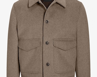 Men's Western Trucker Style Wool Jacket - Premium Quality Casual Trendy Autumn, Winter and Spring Jacket