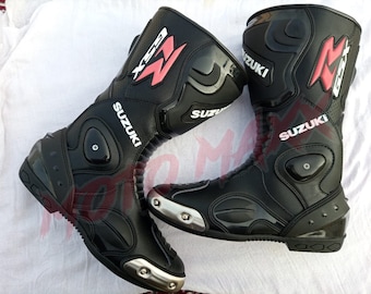 Handmade Motorbike Boots, Custom Made Motorbike Racing Riding Leather Boots, Biker Cafe Racer Motorcycle Boots