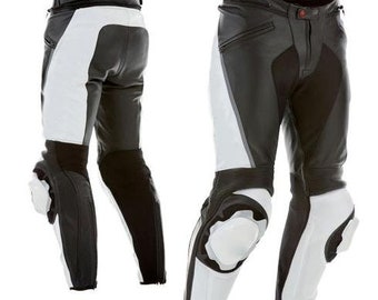 Pantalones de cuero para motocicleta hechos a mano, pantalones de carreras de motocicleta con protección CE, pantalones hechos a medida, pantalones de moto, pantalones de cuero de moto
