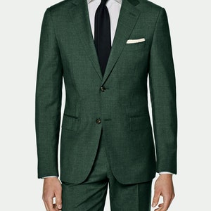 Men's Suit Perfect Fit -  Wedding, Groom, Groomsmen, Party, Dinner, Formal & Business Suits - Dark Green