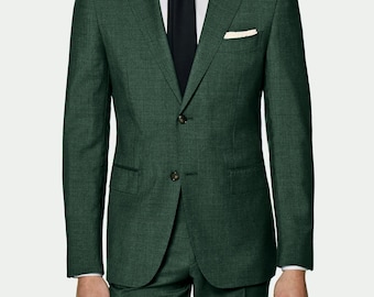 Men's Suit Perfect Fit -  Wedding, Groom, Groomsmen, Party, Dinner, Formal & Business Suits - Dark Green