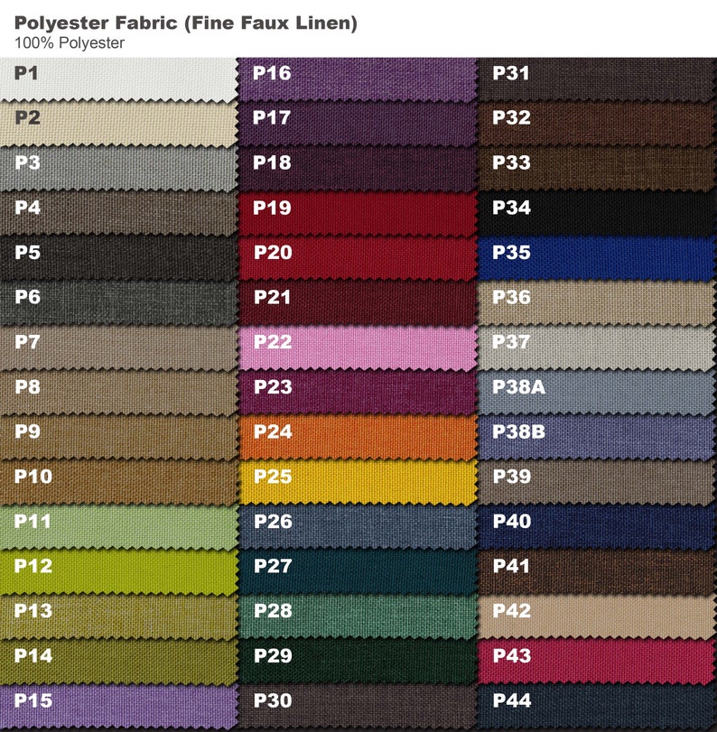 a chart of different colors of fabric