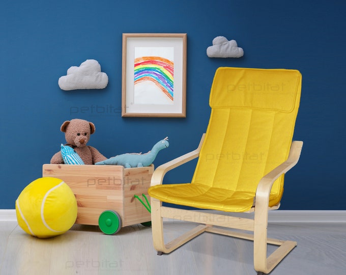 Bio Bunt Überzug für Ikea Poäng Kinderstuhl Kindersessel, personalisiert bestickt mit Namen