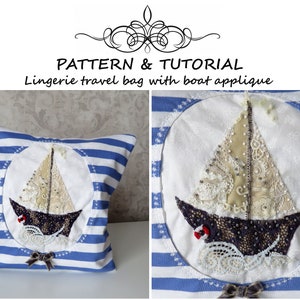 Travel lingerie bag tutorial, sewing lingerie pattern, zipper pouch, travel underwear organizer, cosmetic toiletry bag, pdf