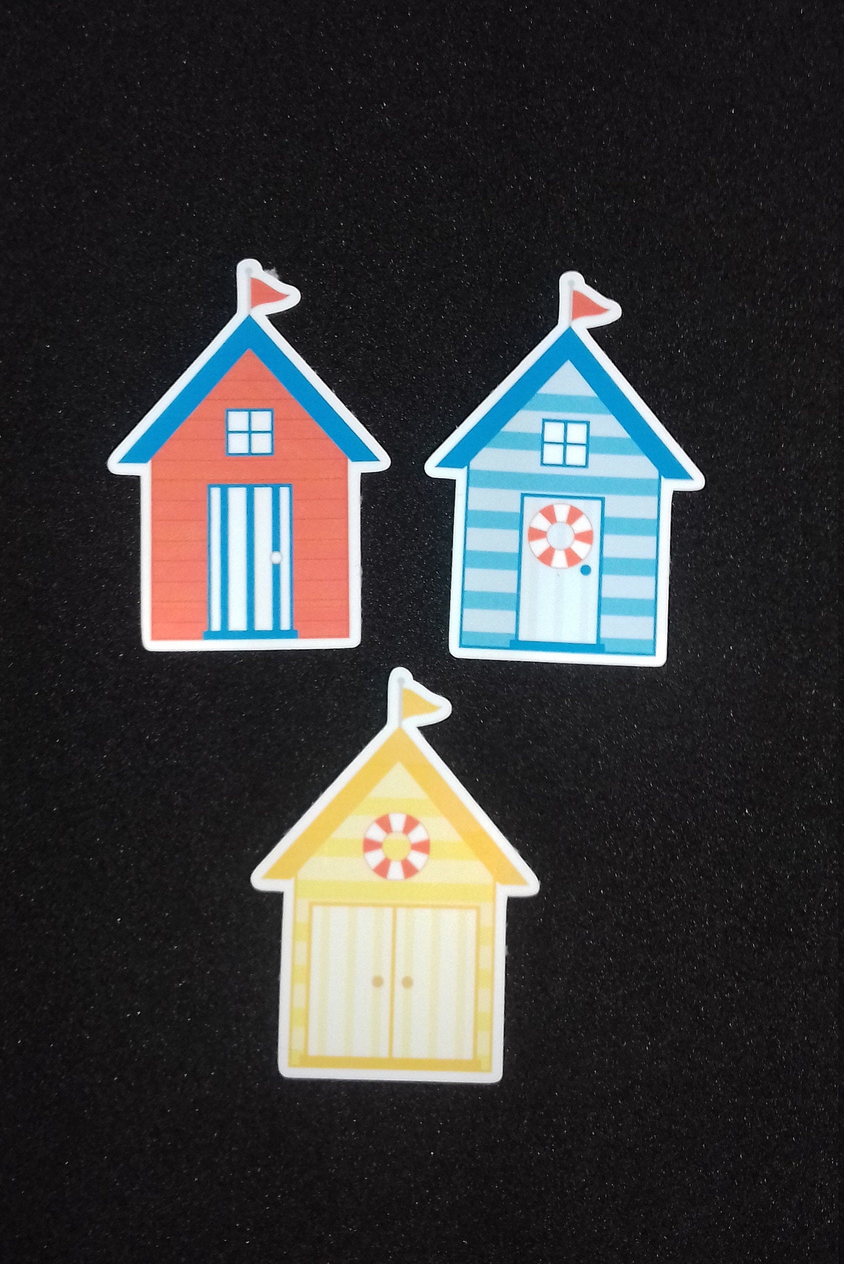 3 Glossy Vinyl Paper Beach Hut Stickers Decals Laptop Sticker Etsy