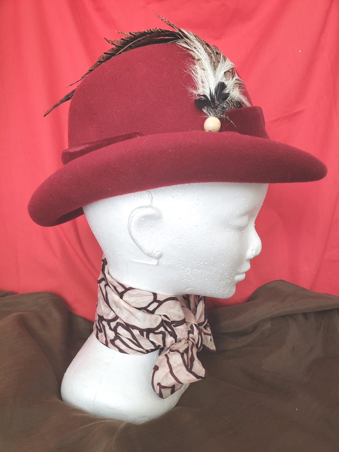 Vintage Sylvia Doeskin Wool Oval Bowler Hat Union Made - Etsy display picture 1