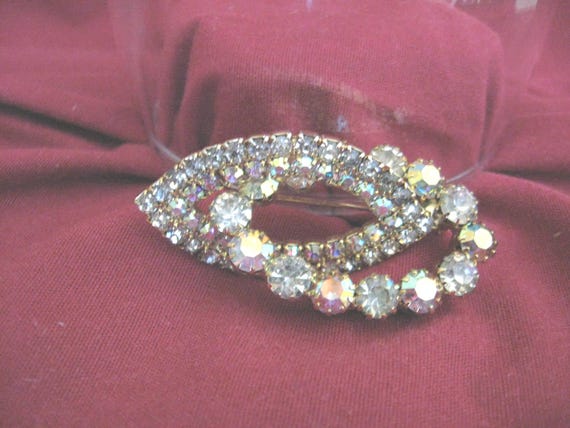 Geometric Swarovski Brooch, Aurora Borealis Rhine… - image 1