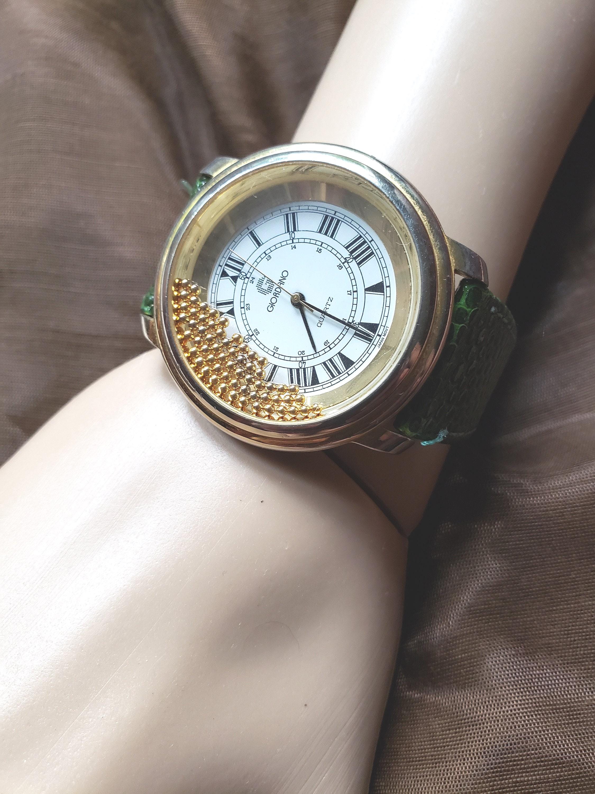 Vintage Giordano Ladies Watch: Dancing Gold Beads, Green  display picture 1