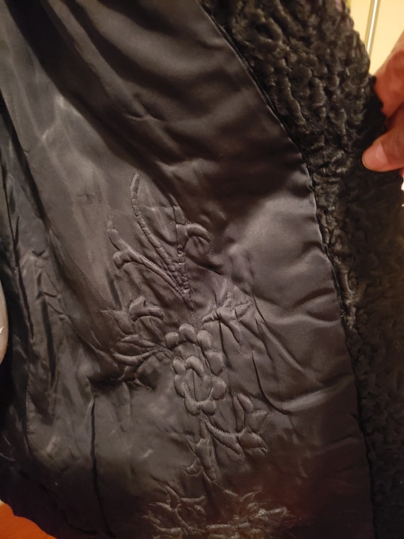 Black Persian Lamb Coat with Mink Collar and Slee… - image 6