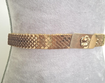 Vintage Gold Fish Scale Stretch Belt: 1970s Elastic  display picture 2