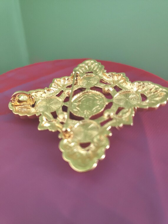 Vtg  KJL Pearl Brooch, Avon Maltese Cross Brooch;… - image 3