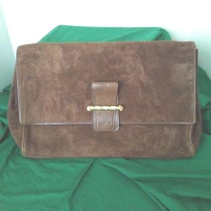 Vtg Antonio Scepi for Bonwit Teller, Brown Suede Envelope Clutch Purse, Italian made leather clutch, Brown vintage clutch purse