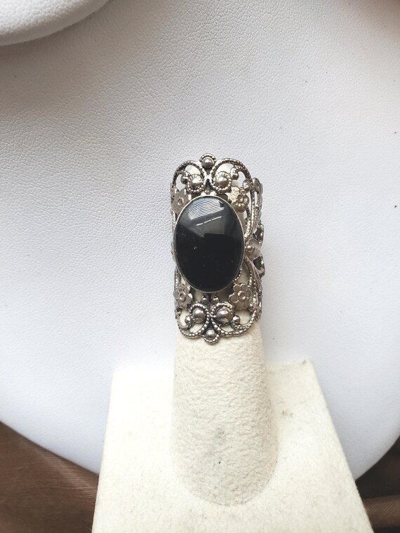 Black Onyx Statement Cocktail Ring - image 5