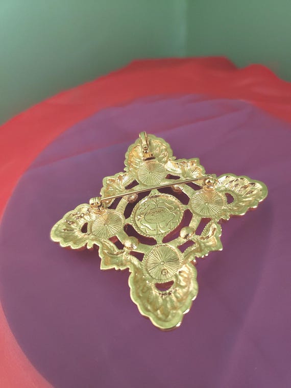 Vtg  KJL Pearl Brooch, Avon Maltese Cross Brooch;… - image 2