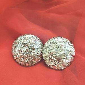 Vtg Lucite Confetti Clip on Earrings, Lucite, Plastic, Bakelite, 1960s