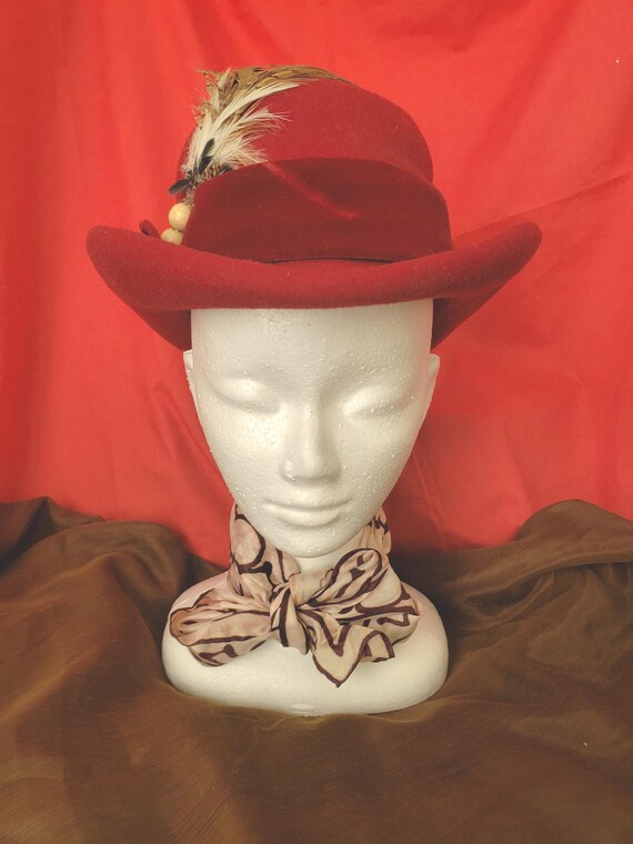 Vintage Sylvia Doeskin Wool Oval Bowler Hat Union Made - Etsy display picture 2