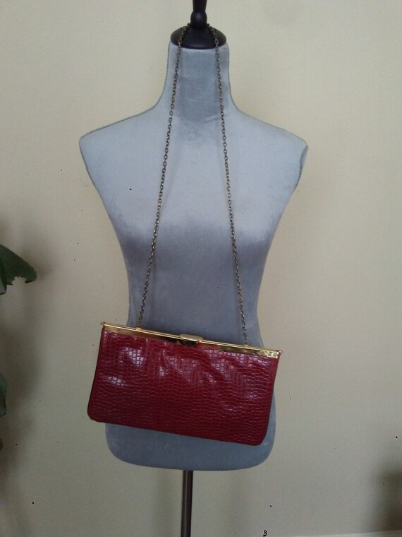 Vintage Red/ Maroon Faux Leather Reptile Scale Sho