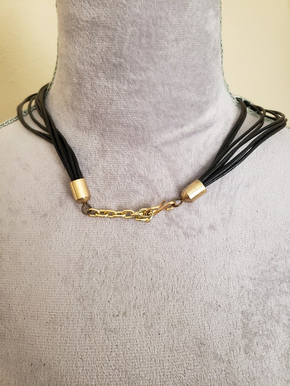 Boho Leather Bib Necklace: Ethnic Metal Collar, M… - image 6