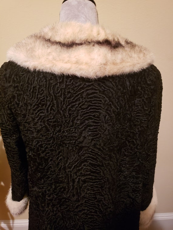 Black Persian Lamb Coat with Mink Collar and Slee… - image 4