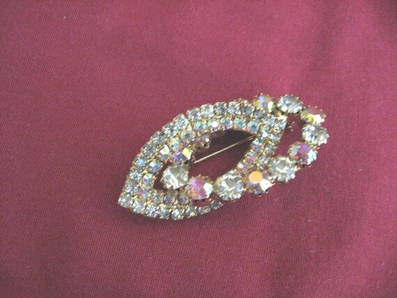 Geometric Swarovski Brooch, Aurora Borealis Rhine… - image 3